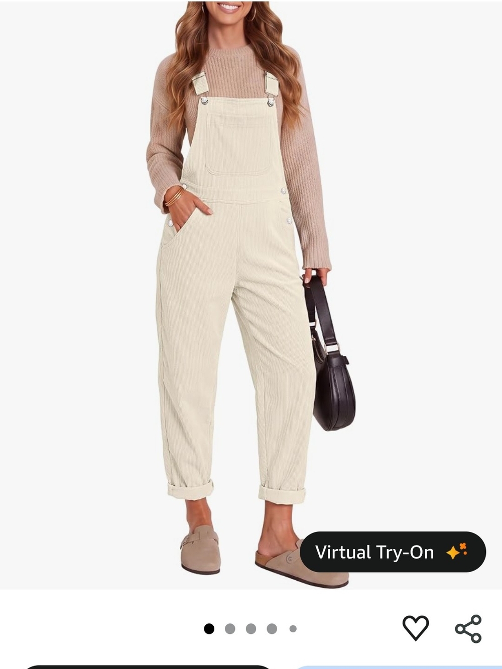 Cream Corduroy Women's Overalls